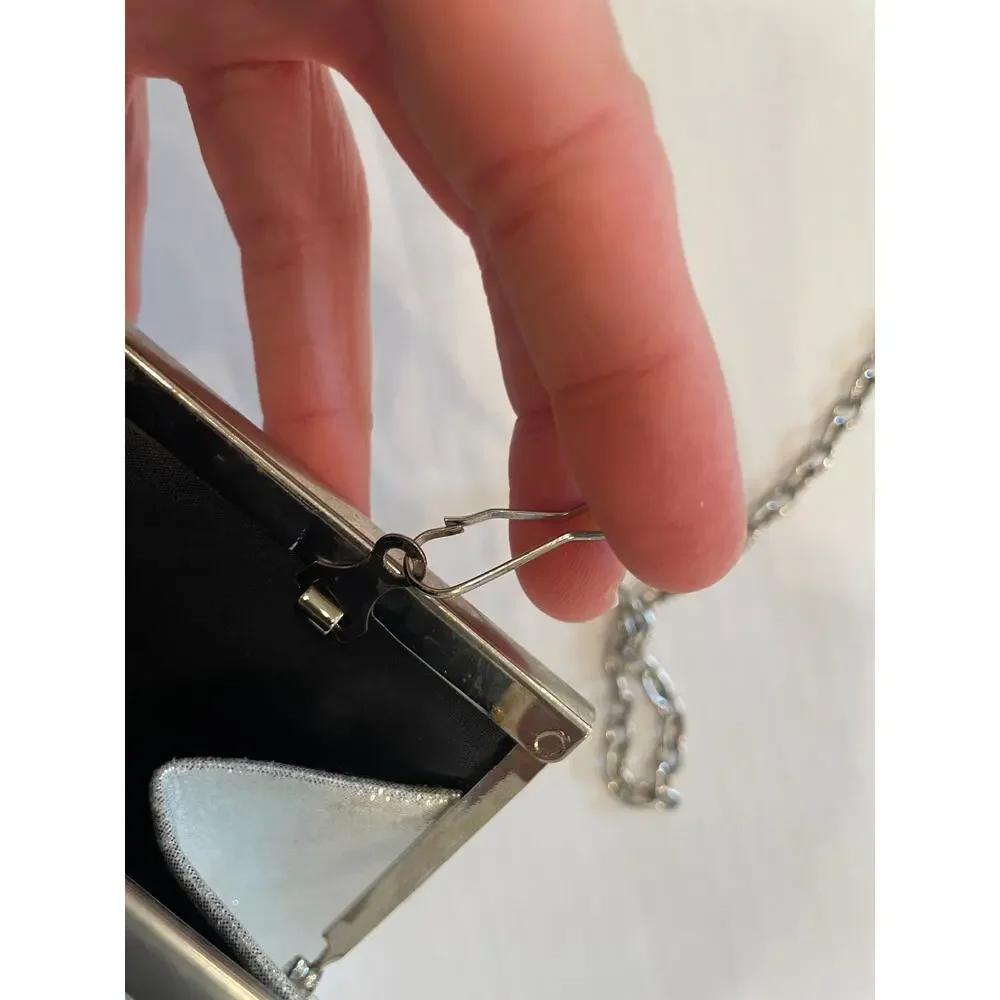 Vintage Gold and Silver Beaded Clutch, Evening Bag, Detachable Strap
